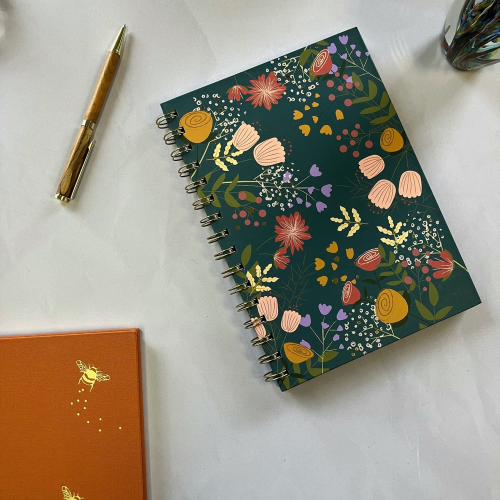 Teal Floral Notebook - The Willoughby Book Clubnotebook