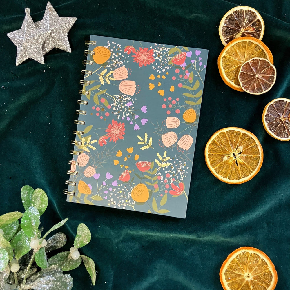 Teal Floral Spiralbound Notebook - The Willoughby Book ClubNon Book Product