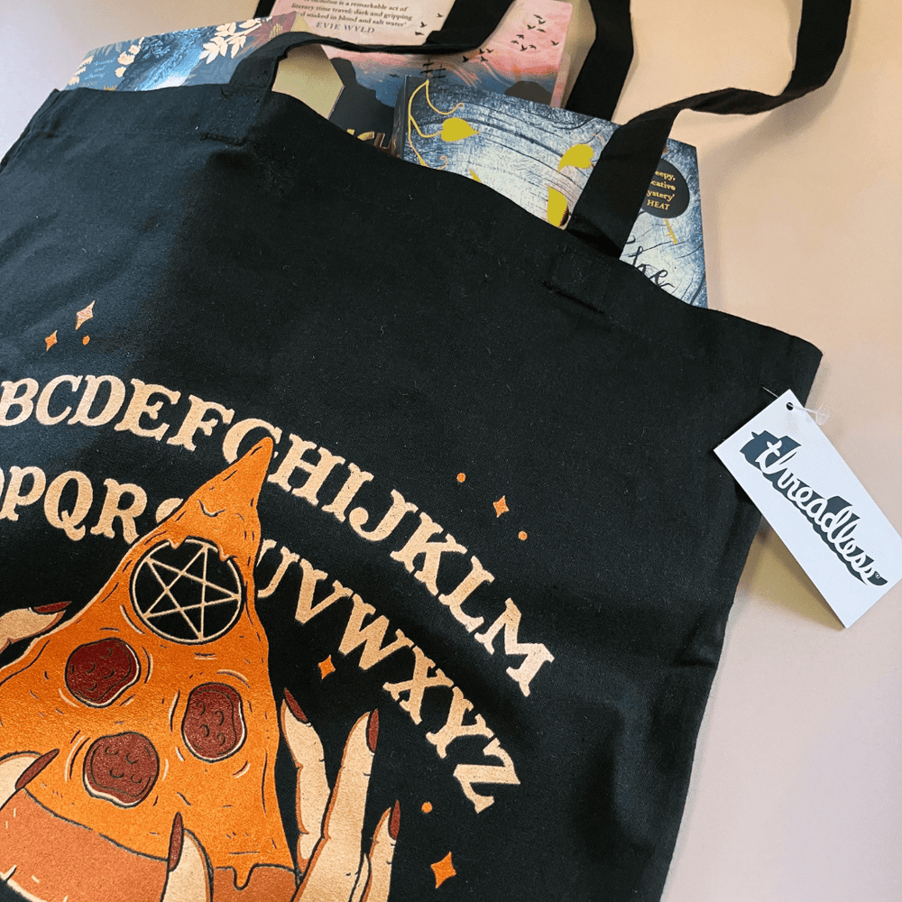 
                  
                    Tote Bag 'Ouija Pizza' by Thiago Correa - The Willoughby Book ClubHandbags, Wallets & Cases
                  
                